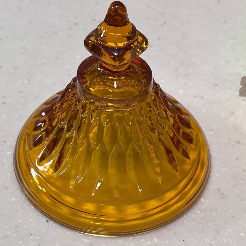 Indiana Glass Amber Mt Vernon Pattern Footed Dish Apothecary Jar (LID ONLY)